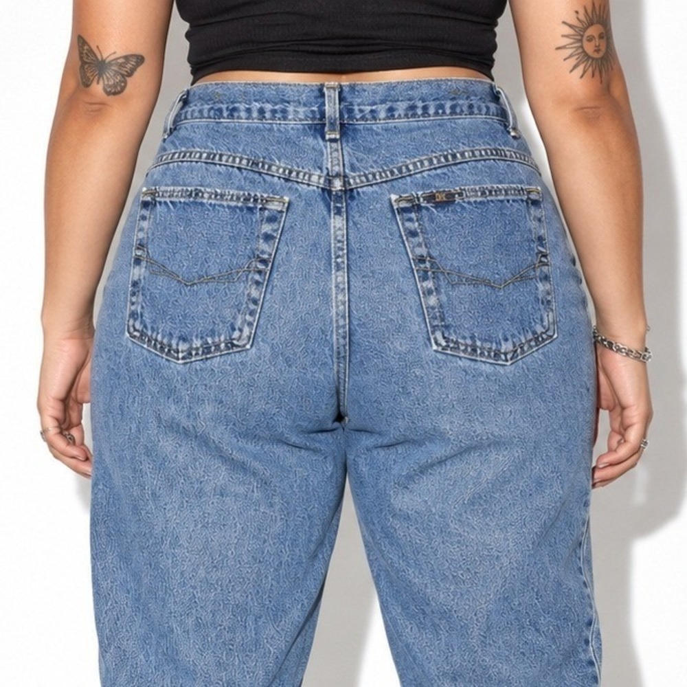 80s Vintage Chic Ankle Jeans Womens 12 Medium Stone Wash High Waist Straight Leg